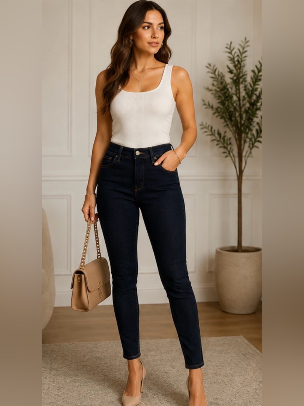LEVI'S 720 High Rise Super Skinny Dark Blue Jeans. Waist 15” Rise 10” Inseam 30”